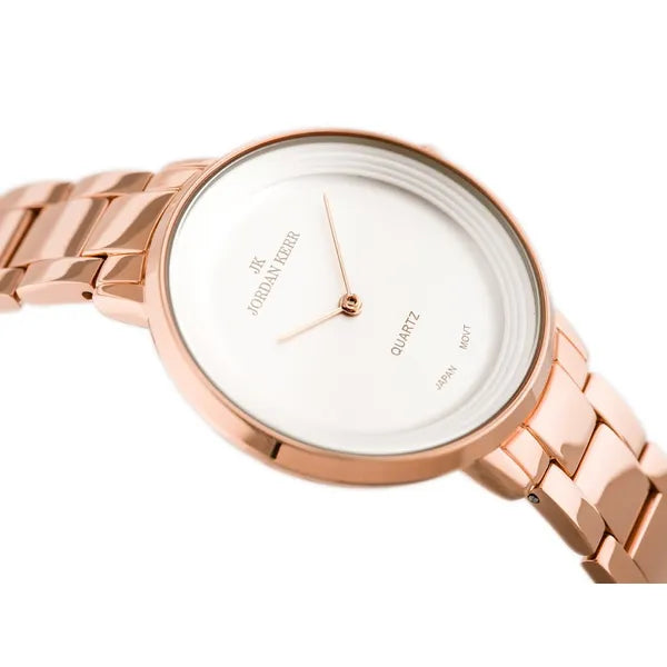 Jordan Kerr női kvarc karóra, rozéarany fém szíj, ezüst számlap, 36 mm, WR30