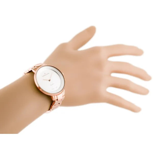 Jordan Kerr női kvarc karóra, rozéarany fém szíj, ezüst számlap, 36 mm, WR30