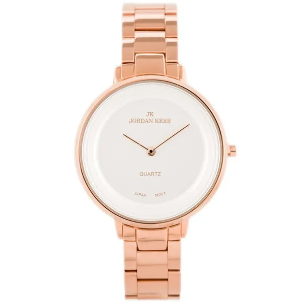 Jordan Kerr női kvarc karóra, rozéarany fém szíj, ezüst számlap, 36 mm, WR30