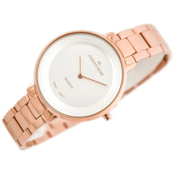 Jordan Kerr női kvarc karóra, rozéarany fém szíj, ezüst számlap, 36 mm, WR30