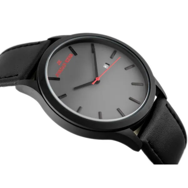 Jordan Kerr L101 férfi kvarc karóra Miyota, 45 mm, fekete-szürke, bőrszíj