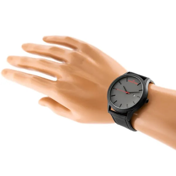 Jordan Kerr L101 férfi kvarc karóra Miyota, 45 mm, fekete-szürke, bőrszíj