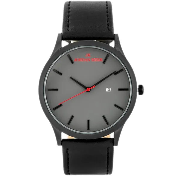 Jordan Kerr L101 férfi kvarc karóra Miyota, 45 mm, fekete-szürke, bőrszíj