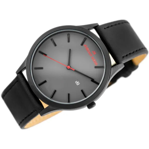 Jordan Kerr L101 férfi kvarc karóra Miyota, 45 mm, fekete-szürke, bőrszíj