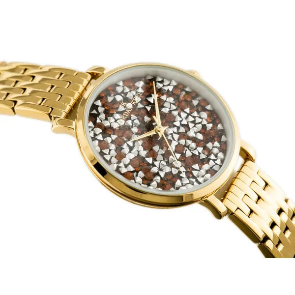 Jordan Kerr SS357 női karóra, arany szíj, narancs-ezüst számlap, 36 mm