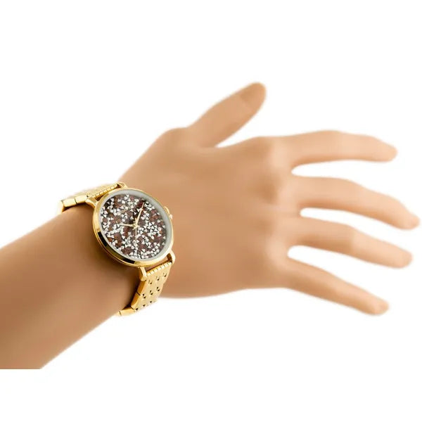 Jordan Kerr SS357 női karóra, arany szíj, narancs-ezüst számlap, 36 mm
