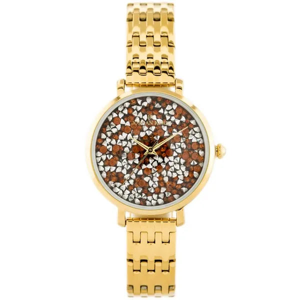 Jordan Kerr SS357 női karóra, arany szíj, narancs-ezüst számlap, 36 mm