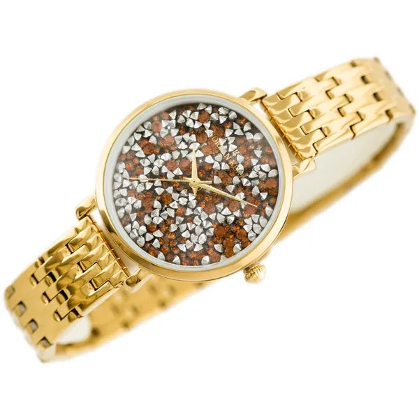 Jordan Kerr SS357 női karóra, arany szíj, narancs-ezüst számlap, 36 mm