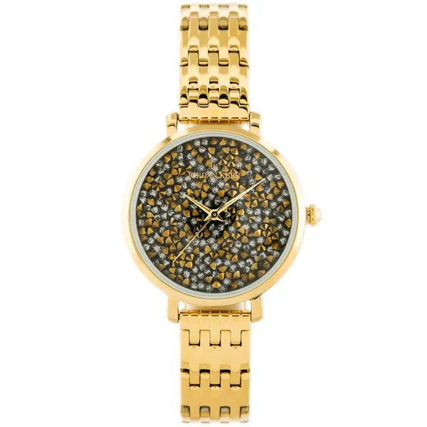 Jordan Kerr női karóra, arany fémszíj, grafit-arany számlap, 36 mm, Miyota