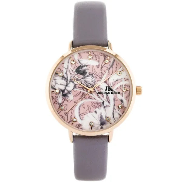 Jordan Kerr női kvarc karóra, 33 mm, rózsaarany tok, lila bőrszíj