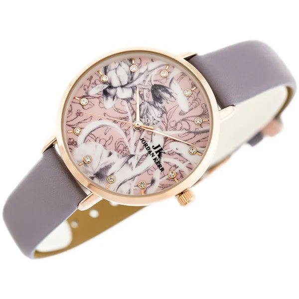 Jordan Kerr női kvarc karóra, 33 mm, rózsaarany tok, lila bőrszíj