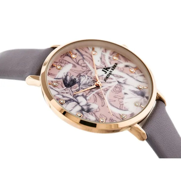 Jordan Kerr női kvarc karóra, 33 mm, rózsaarany tok, lila bőrszíj