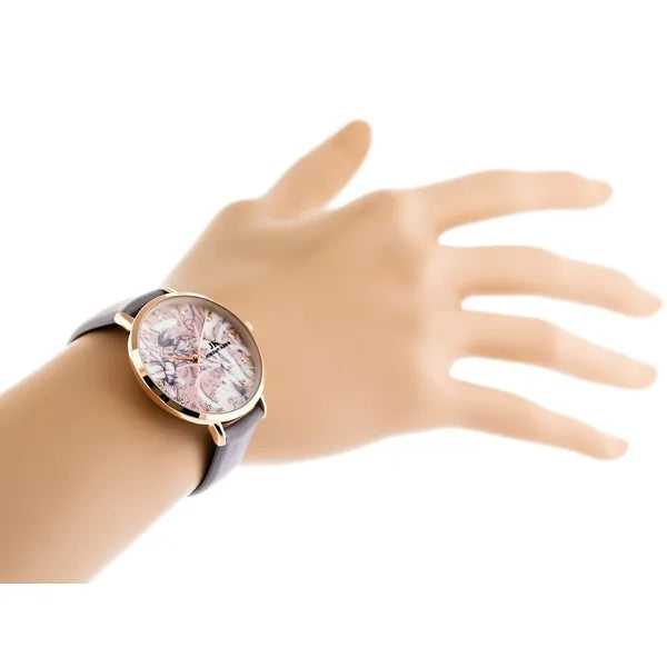 Jordan Kerr női kvarc karóra, 33 mm, rózsaarany tok, lila bőrszíj