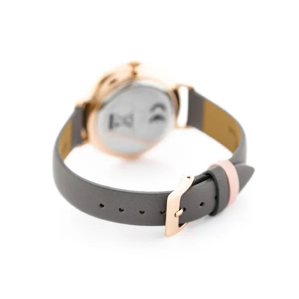 Jordan Kerr női kvarc karóra, Miyota, 36 mm, rózsaarany tok, szürke bőr szíj