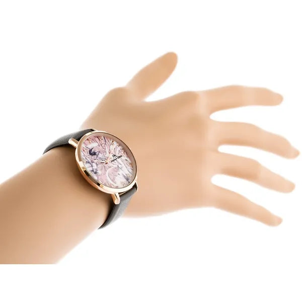Jordan Kerr női kvarc karóra, Miyota, 36 mm, rózsaarany tok, szürke bőr szíj