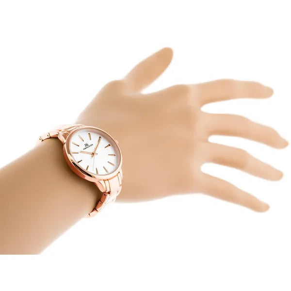 Jordan Kerr női karóra, rózsaarany fém szíj, ezüst számlap, Miyota, WR30, 30 mm