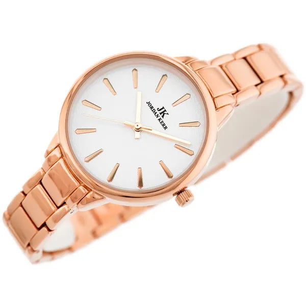 Jordan Kerr női karóra, rózsaarany fém szíj, ezüst számlap, Miyota, WR30, 30 mm