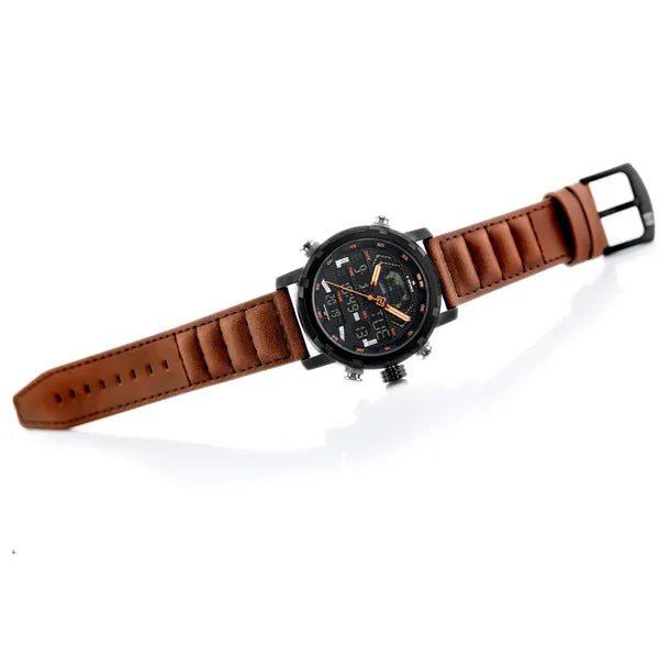 Naviforce férfi analóg-digitális kvarc karóra, bőr szíj, WR30, 48 mm, NF9160