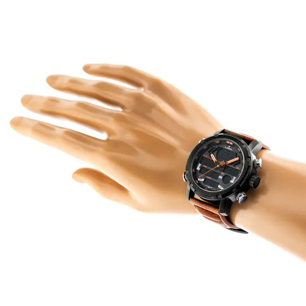 Naviforce férfi analóg-digitális kvarc karóra, bőr szíj, WR30, 48 mm, NF9160