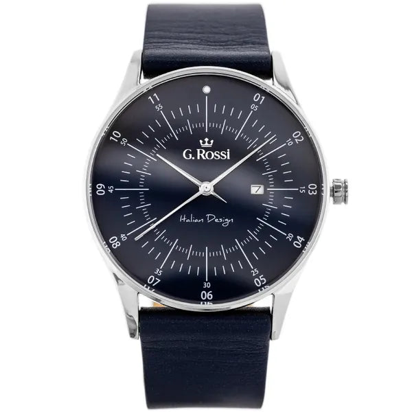 G. Rossi 7028A4-6F1 férfi karóra, kék számlap, bőr szíj, 43 mm, Miyota