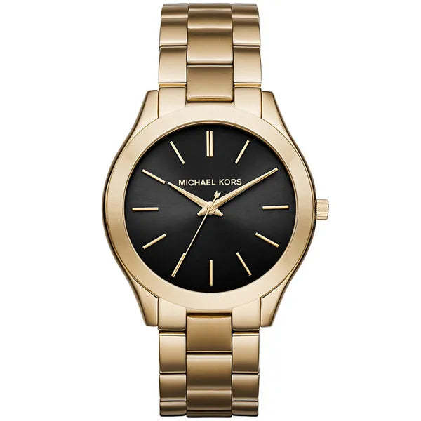 Michael Kors Runway MK3478 női karóra, arany acél, fekete számlap, 42 mm, WR50
