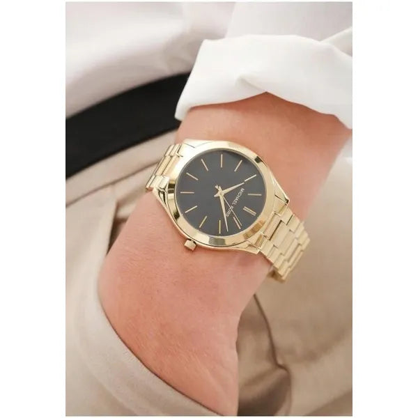 Michael Kors Runway MK3478 női karóra, arany acél, fekete számlap, 42 mm, WR50