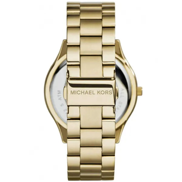 Michael Kors Runway MK3478 női karóra, arany acél, fekete számlap, 42 mm, WR50