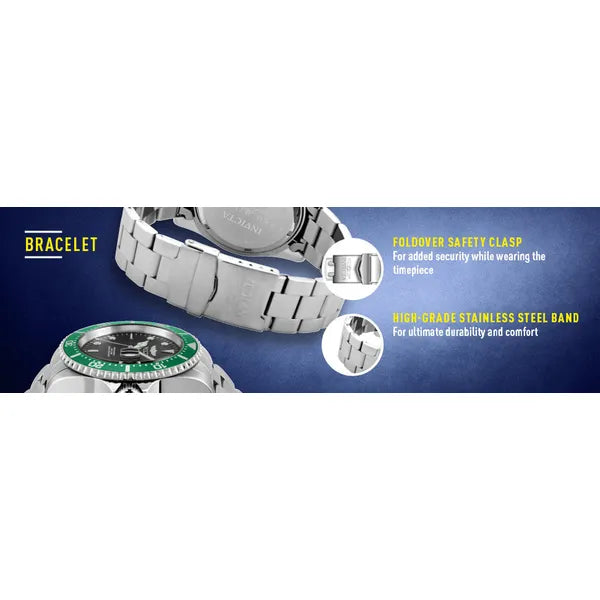 Invicta Pro Diver férfi karóra, 43 mm, WR200, acél szíj, szürke számlap