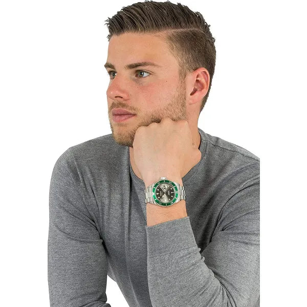 Invicta Pro Diver férfi karóra, 43 mm, WR200, acél szíj, szürke számlap