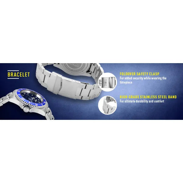 Invicta Pro Diver 26971 férfi karóra, 40 mm, 200 m, kék számlap, acél szíj