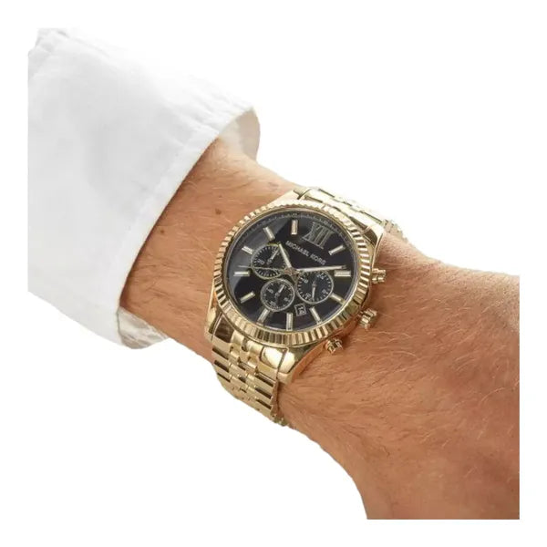 Michael Kors Lexington női arany kronográf kvarc óra, fekete számlap, WR50