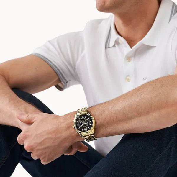 Michael Kors Lexington női arany kronográf kvarc óra, fekete számlap, WR50