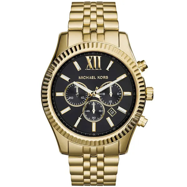 Michael Kors Lexington női arany kronográf kvarc óra, fekete számlap, WR50