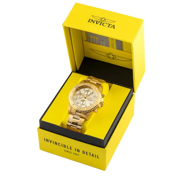 Invicta Pro Diver 1774 férfi kvarc kronográf karóra, 43,5 mm, WR200, arany acél