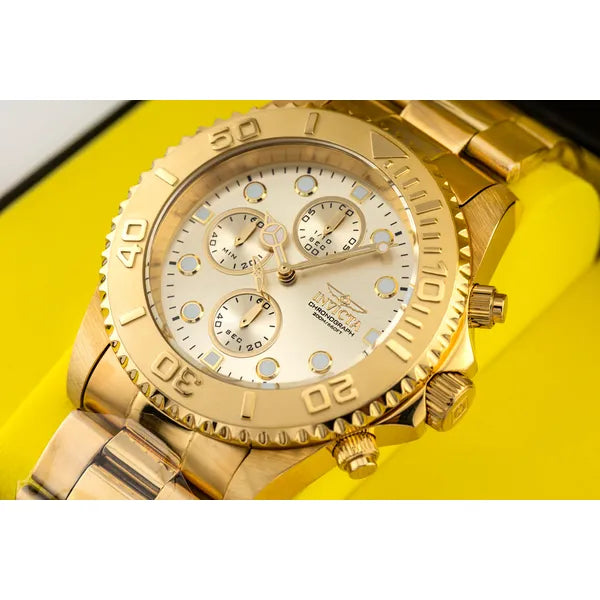 Invicta Pro Diver 1774 férfi kvarc kronográf karóra, 43,5 mm, WR200, arany acél