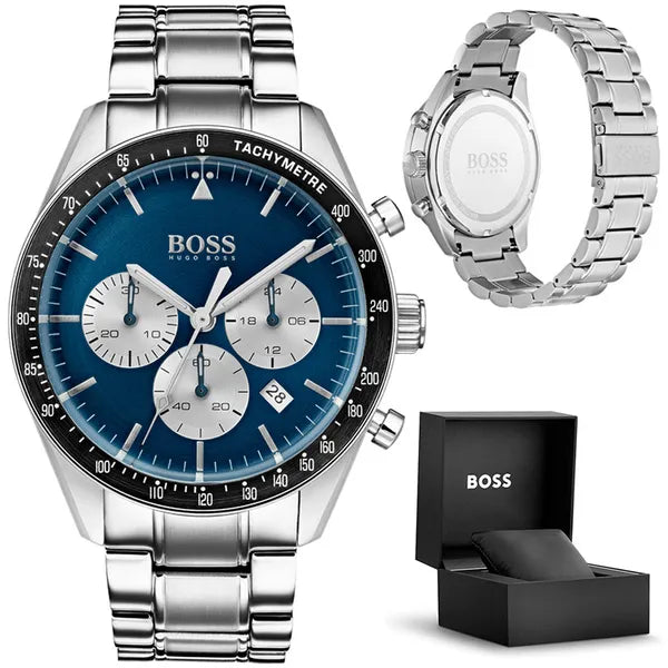 Hugo Boss Trophy 1513630 férfi kronográf karóra, 44 mm, acél, kék