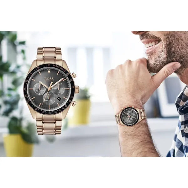 Hugo Boss Trophy 1513632 férfi karóra, rozéarany, 44 mm, kronográf