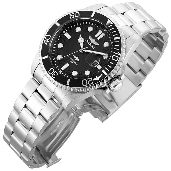 Invicta Pro Diver férfi karóra, 43 mm, fekete számlap, acél szíj, 100 m