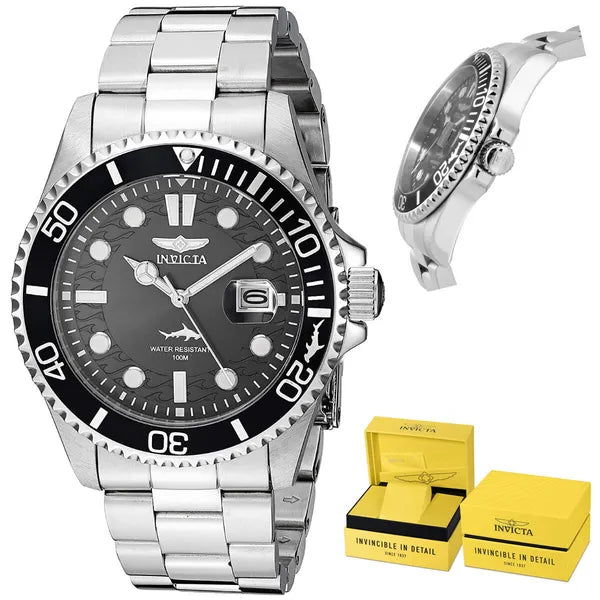 Invicta Pro Diver férfi karóra, 43 mm, fekete számlap, acél szíj, 100 m