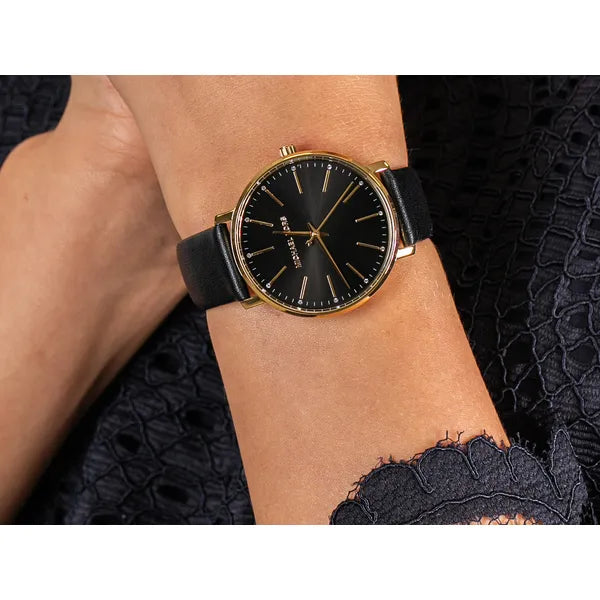Michael Kors Pyper női karóra, aranytok, fekete bőrszíj, 38 mm, WR50