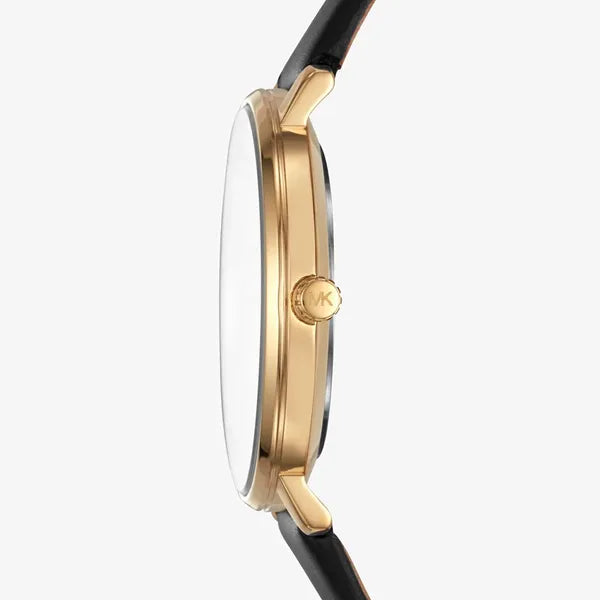 Michael Kors Pyper női karóra, aranytok, fekete bőrszíj, 38 mm, WR50