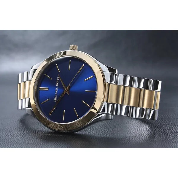 Michael Kors MK3479 női karóra, kék számlap, ezüst-arany acél, WR50, 41 mm
