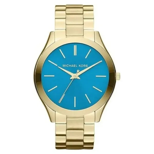 Michael Kors Slim Runway MK3265 női karóra, arany acél, kék számlap, 42 mm