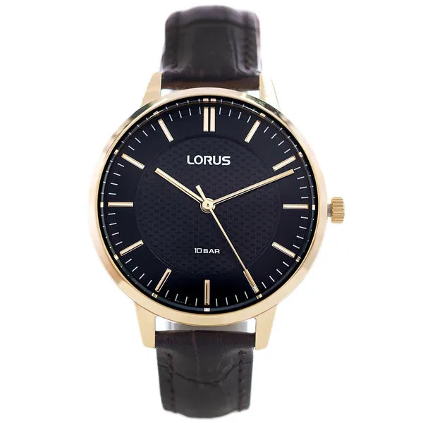 Lorus RG276TX9 női karóra, 34 mm, arany tok, barna bőr szíj, WR100