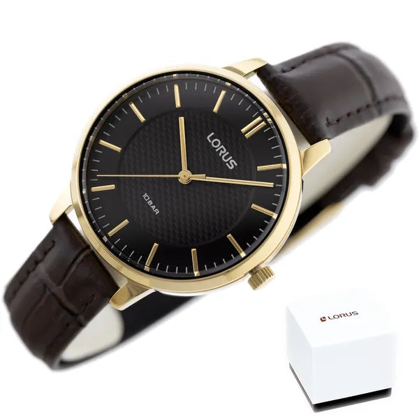 Lorus RG276TX9 női karóra, 34 mm, arany tok, barna bőr szíj, WR100