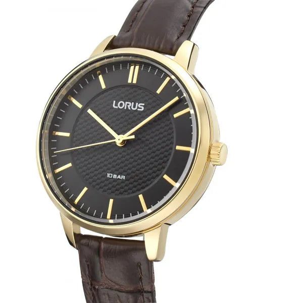 Lorus RG276TX9 női karóra, 34 mm, arany tok, barna bőr szíj, WR100