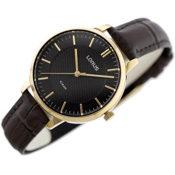 Lorus RG276TX9 női karóra, 34 mm, arany tok, barna bőr szíj, WR100
