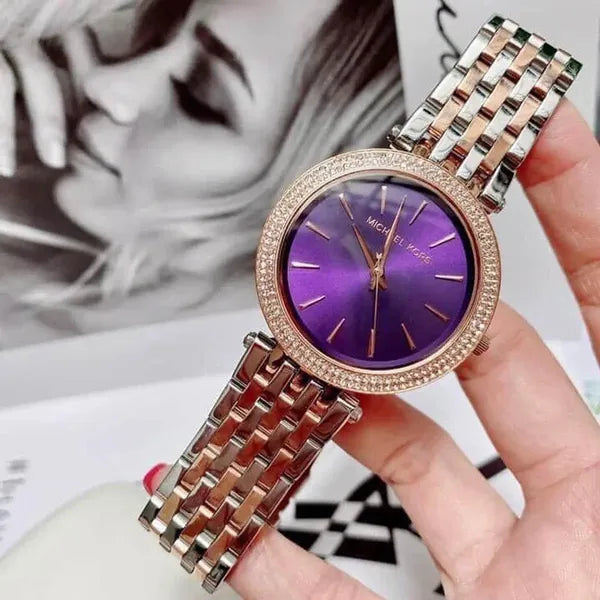 Michael Kors MK3353 Mini Darci női acél karóra, lila számlap, WR50