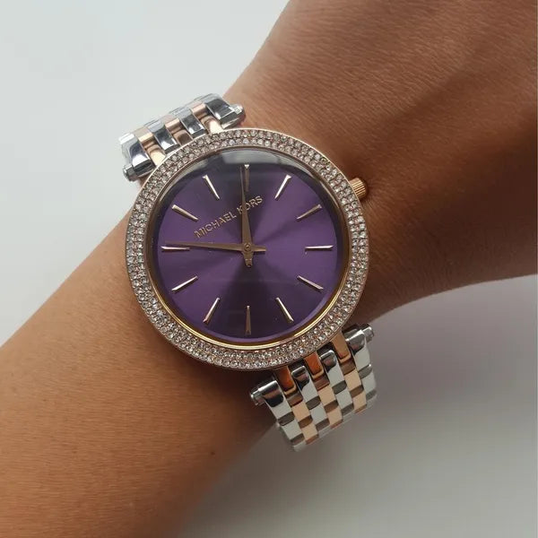 Michael Kors MK3353 Mini Darci női acél karóra, lila számlap, WR50