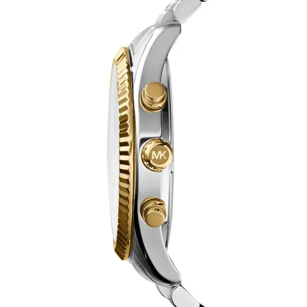 Michael Kors Lexington MK8344 férfi kronográf karóra 45 mm WR100 ezüst‑arany